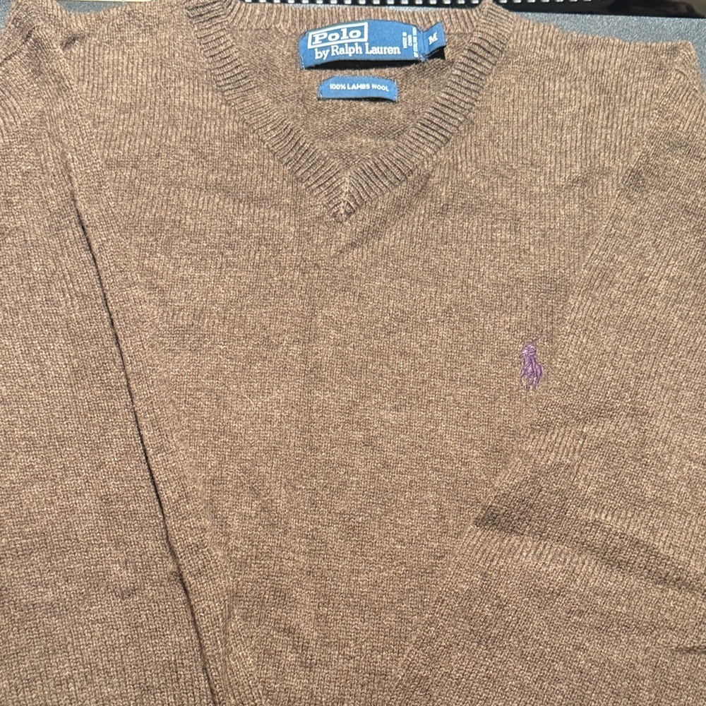 New Ralph Lauren brown wool V-Neck Sweater